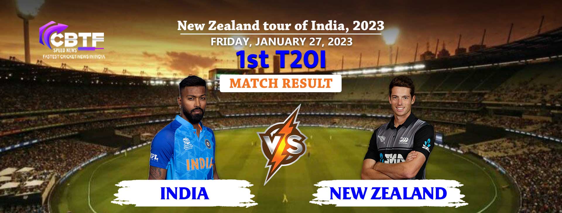 New Zealand Won the 1st T20I by 21 runs Against India