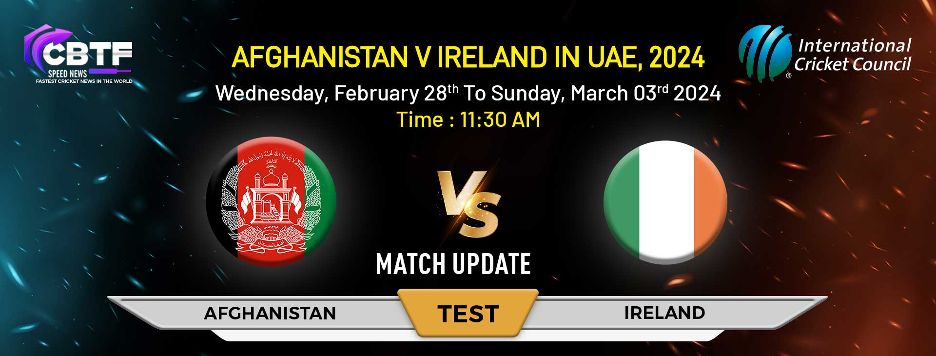Afghanistan v Ireland in UAE, 2024, Afghanistan vs Ireland, 1st Test, Match Update, Day 2 - Afghanistan Lead By 26 Runs