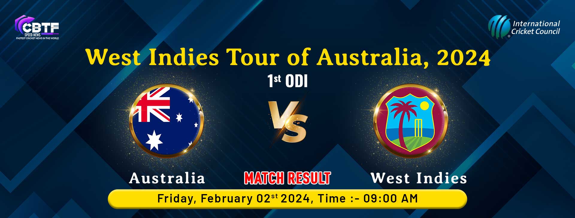 West Indies tour of Australia, 2024, 1st ODI, Australia Won By 8 Wickets