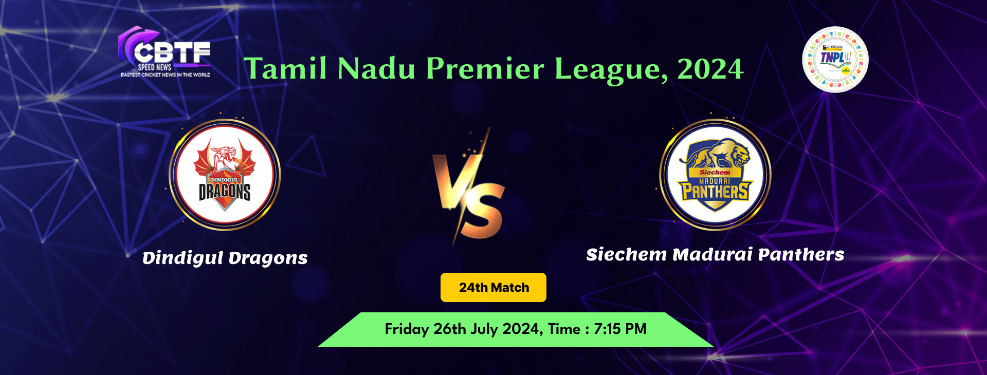 Tamil Nadu Premier League 2024, Dindigul Dragons vs Siechem Madurai Panthers, 24th Match, Dindigul Dragons Won By 30 Runs