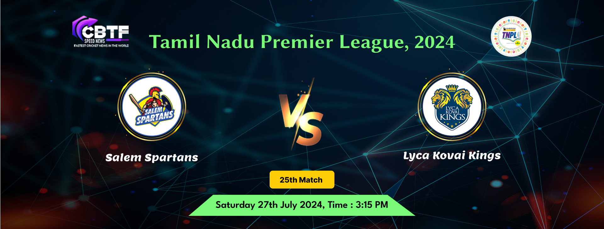Tamil Nadu Premier League 2024, Salem Spartans vs Lyca Kovai Kings, 25th Match, Lyca Kovai Kings Won By 1 Wicket