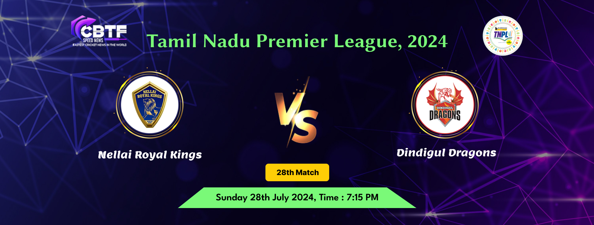 Tamil Nadu Premier League 2024, Nellai Royal Kings vs Dindigul Dragons, 28th Match, Nellai Royal Kings Won By 4 Wickets