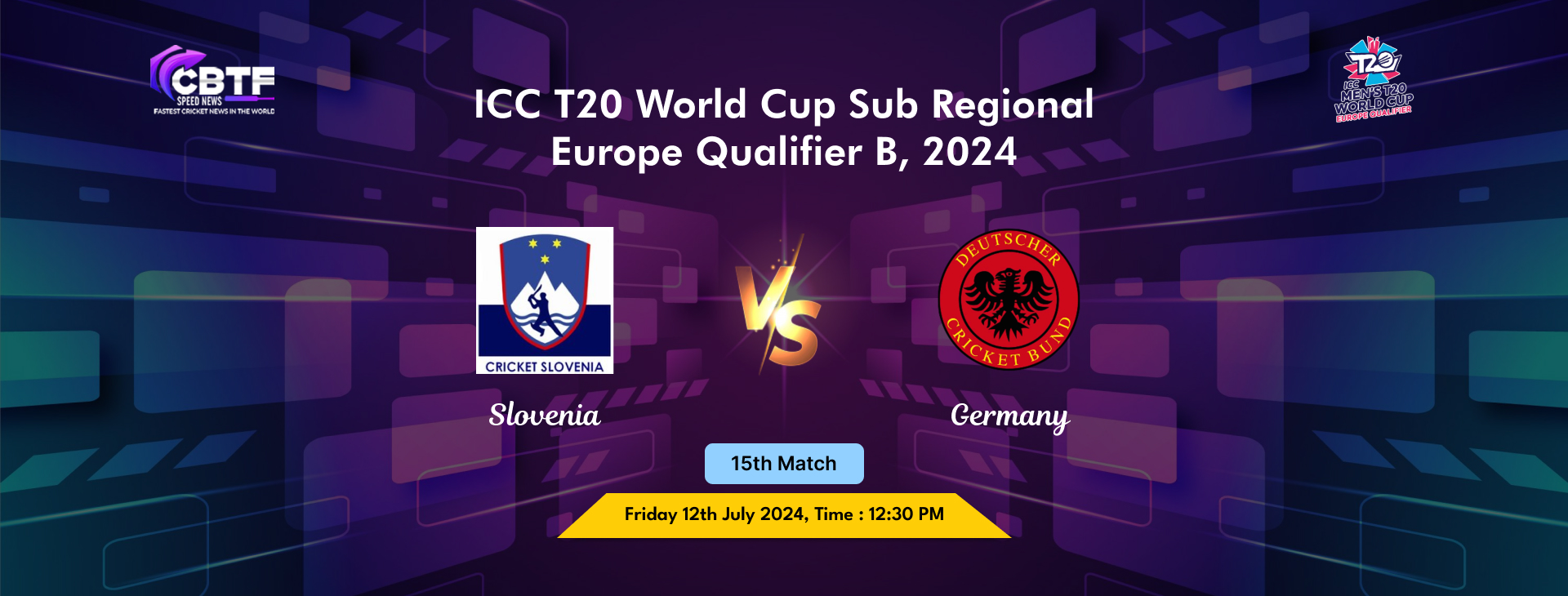 ICC T20 World Cup Sub Regional Europe Qualifier B, 2024, Slovenia vs Germany, 15th Match, Match Abandoned Without a Ball Bowled
