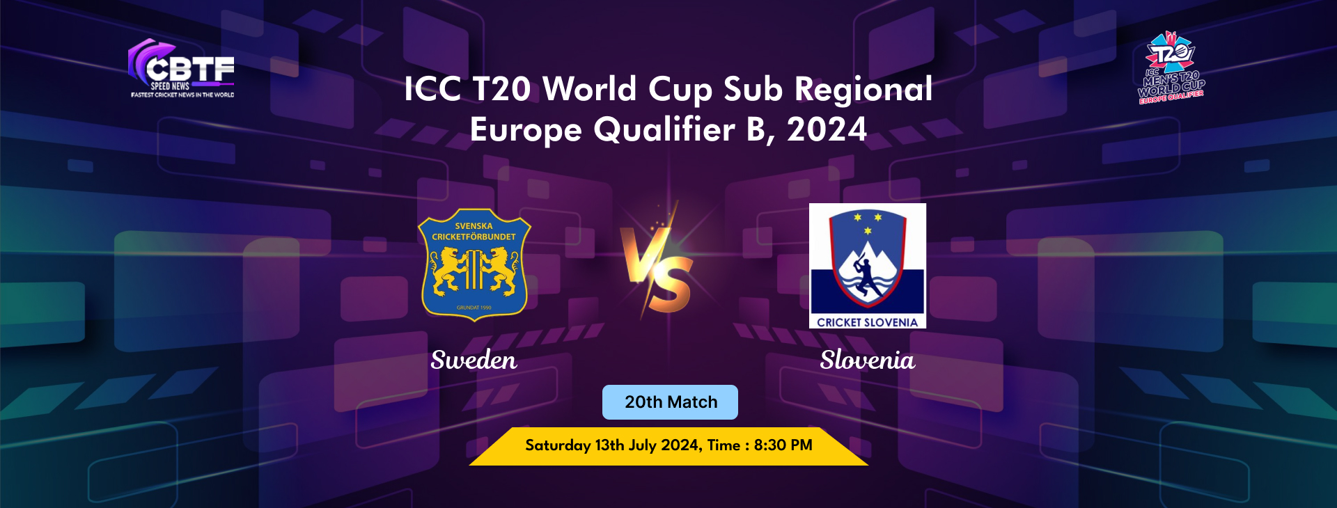 ICC T20 World Cup Sub Regional Europe Qualifier B, 2024, Sweden vs Slovenia, 20th Match, Sweden Won By 6 Wickets