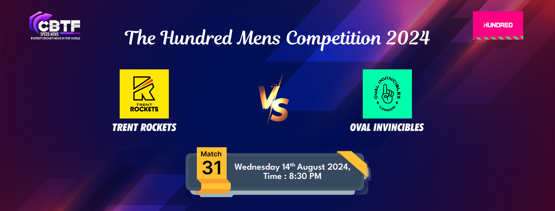 The Hundred Mens Competition 2024, Trent Rockets vs Oval Invincibles, 31st Match, Trent Rockets Won By 6 Wickets