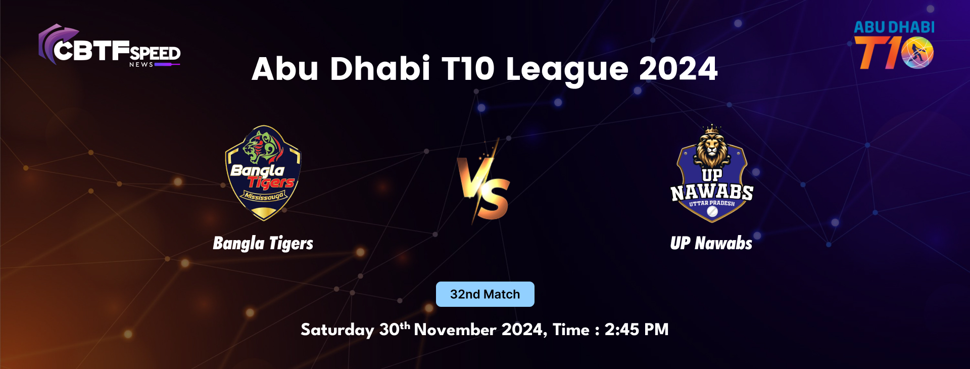 Abu Dhabi T10 League 2024, Bangla Tigers vs UP Nawabs, 32nd Match, UP Nawabs Won By 7 Wickets
