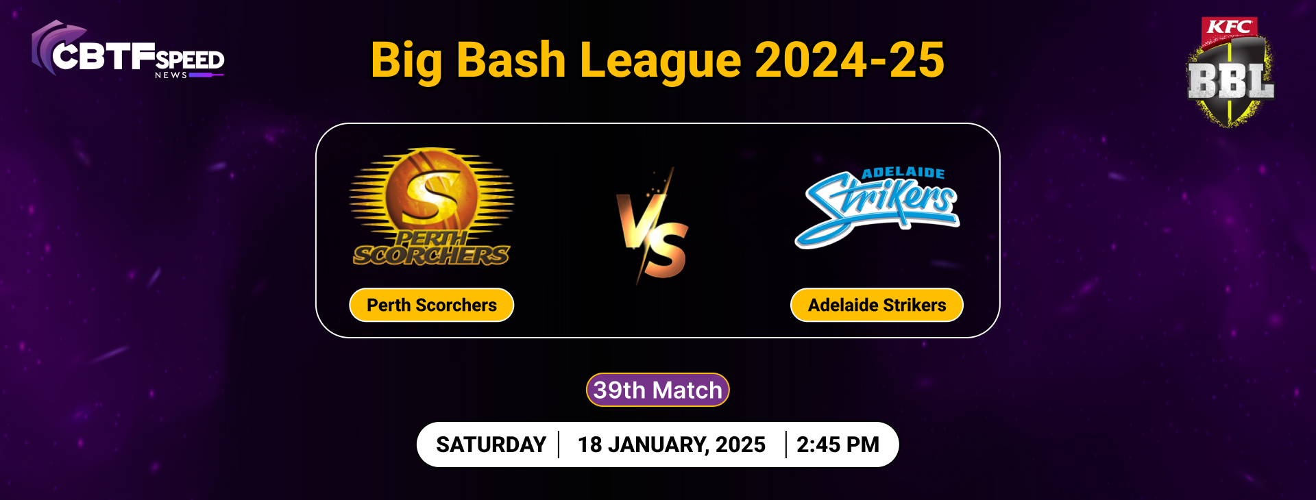Big Bash League 2024-25, Perth Scorchers vs Adelaide Strikers, 39th Match, Perth Scorchers Won By 5 Wickets