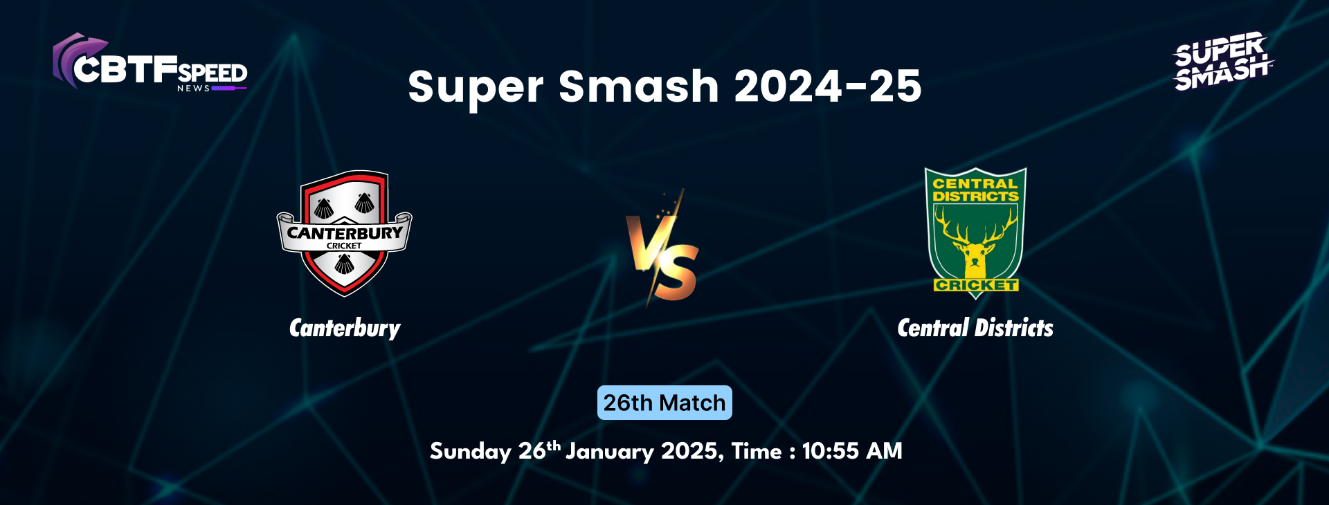 Super Smash 2024-25, Canterbury vs Central Districts, 26th Match, No Result