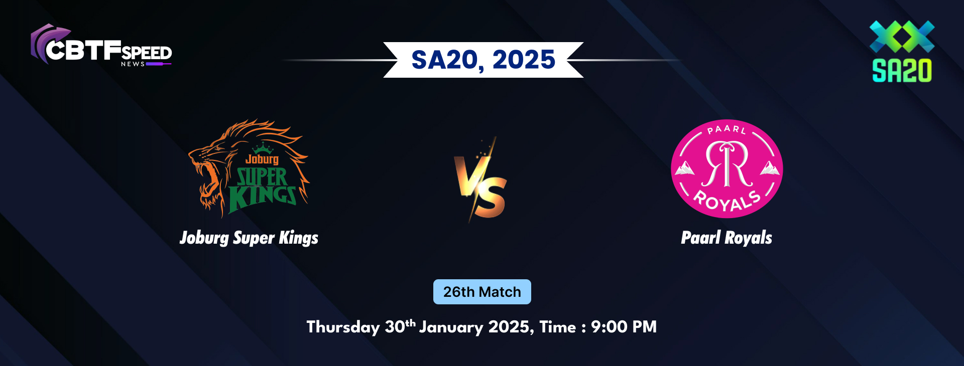 SA20, 2025, Joburg Super Kings vs Paarl Royals, 26th Match, Joburg Super Kings Won By 7 Wickets
