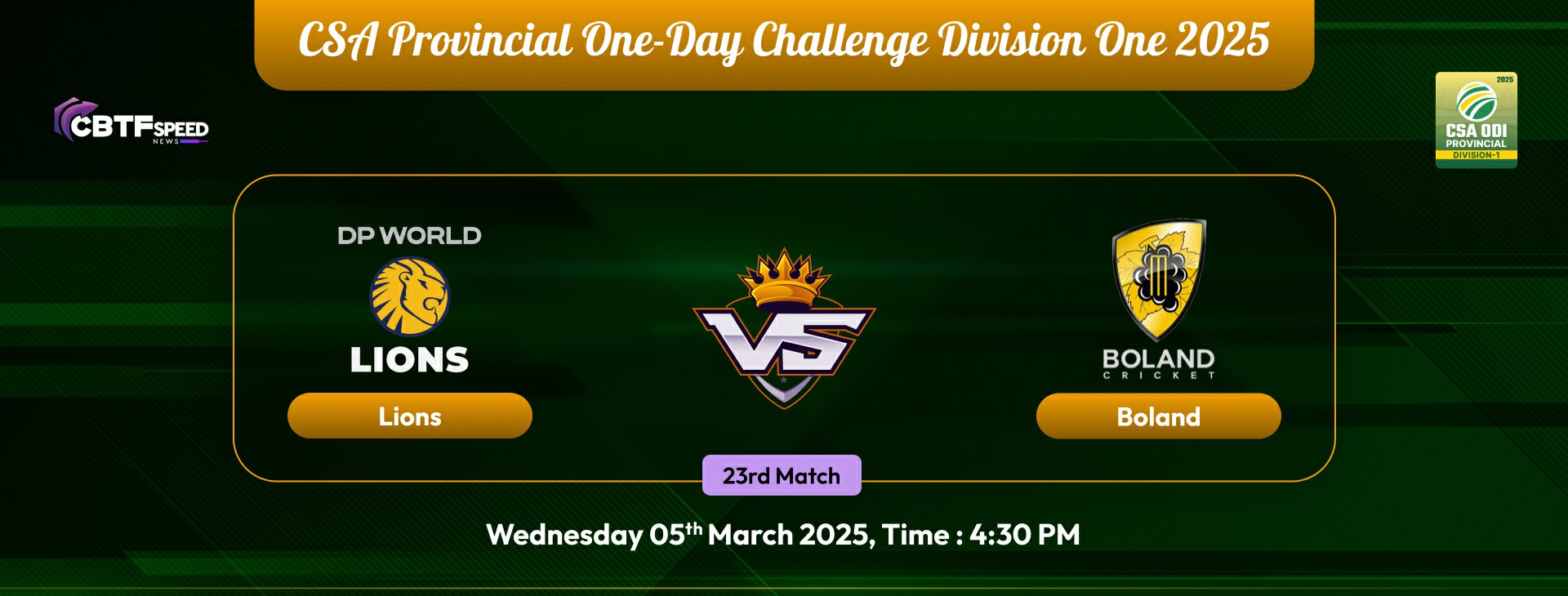 CSA Provincial One-Day Challenge Division One 2025, Lions vs Boland, 23rd Match, No Result