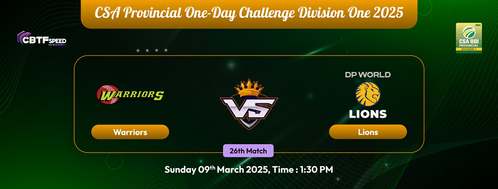 CSA Provincial One-Day Challenge Division One 2025, Warriors vs Lions, 26th Match, Warriors Won By 33 Runs
