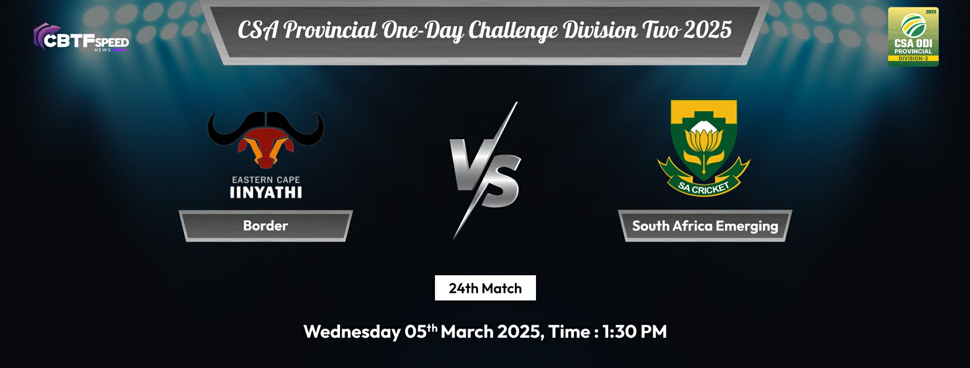 CSA Provincial One-Day Challenge Division Two 2025, Border vs South Africa Emerging Players, 24th Match, Match Abandoned Without a Ball Bowled