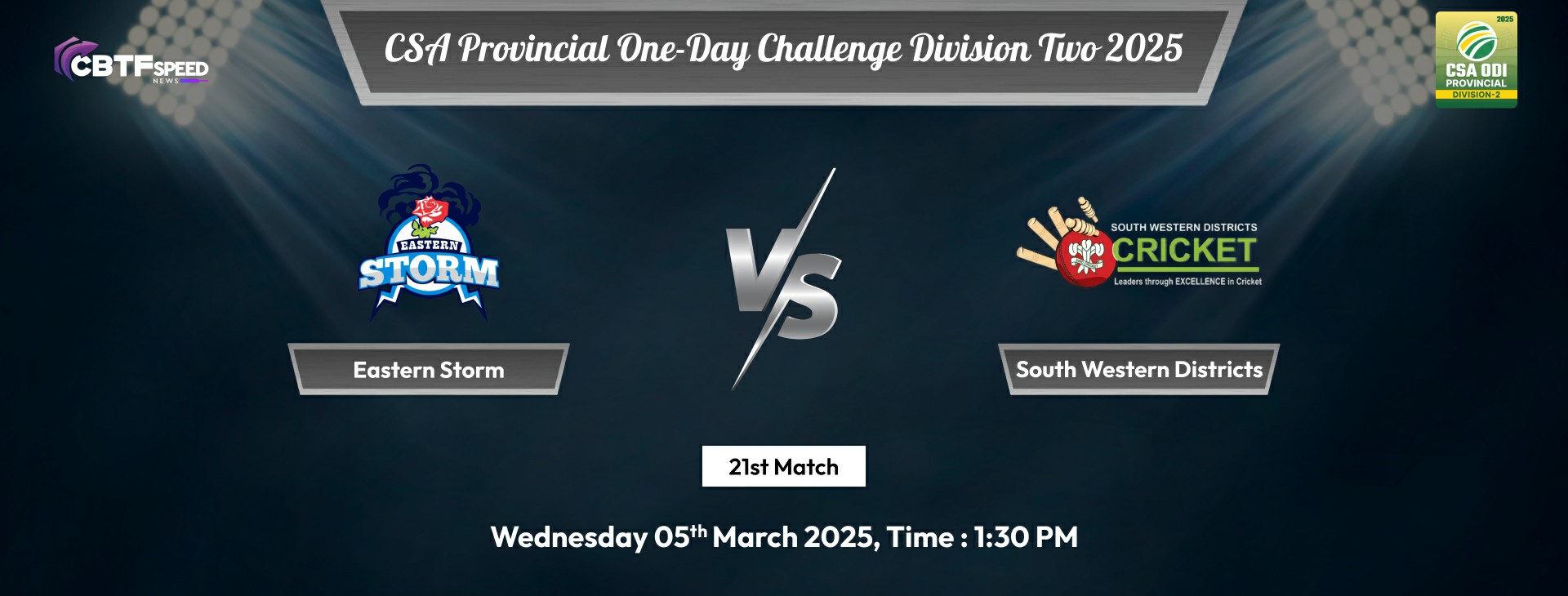 CSA Provincial One-Day Challenge Division Two 2025, South Western Districts vs Eastern Storm, 21st Match, South Western Districts Won By 52 Runs