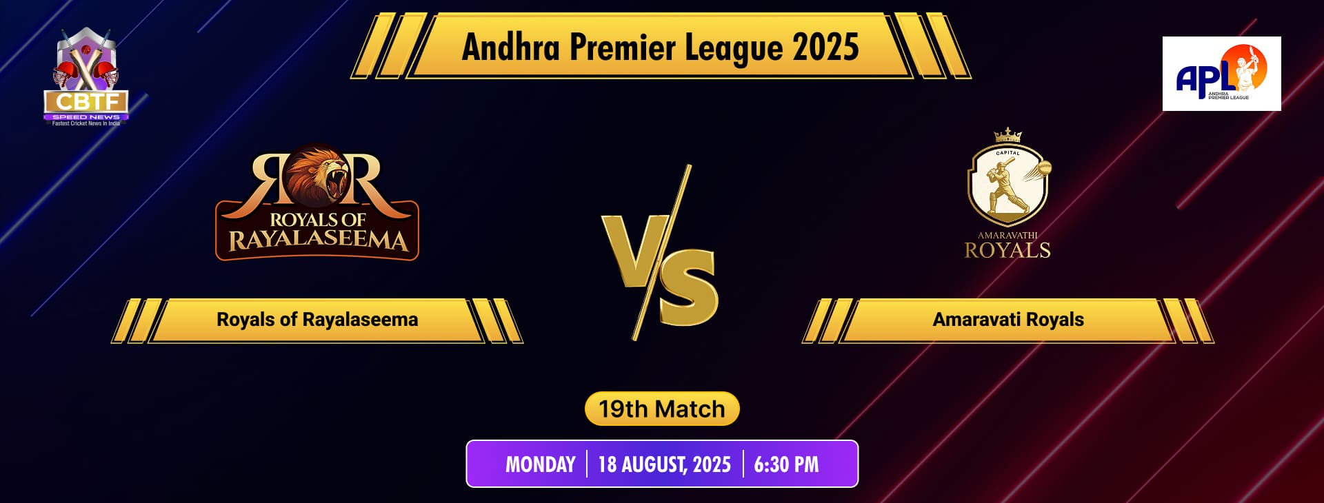 Andhra Premier League 2025, Royals of Rayalaseema vs Amaravati Royals, 19th Match, Amaravati Royals Won By 7 Wickets