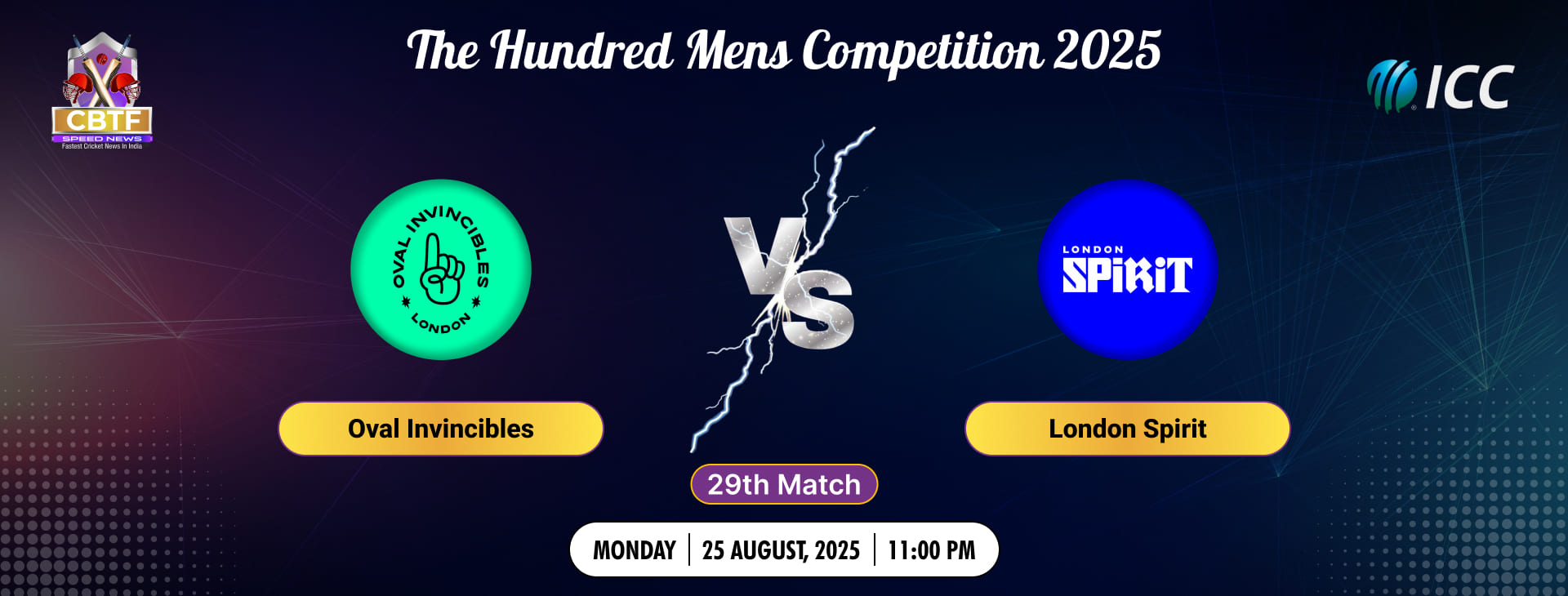 The Hundred Mens Competition 2025, Oval Invincibles vs London Spirit, 29th Match, Oval Invincibles Men Won By 6 Wickets