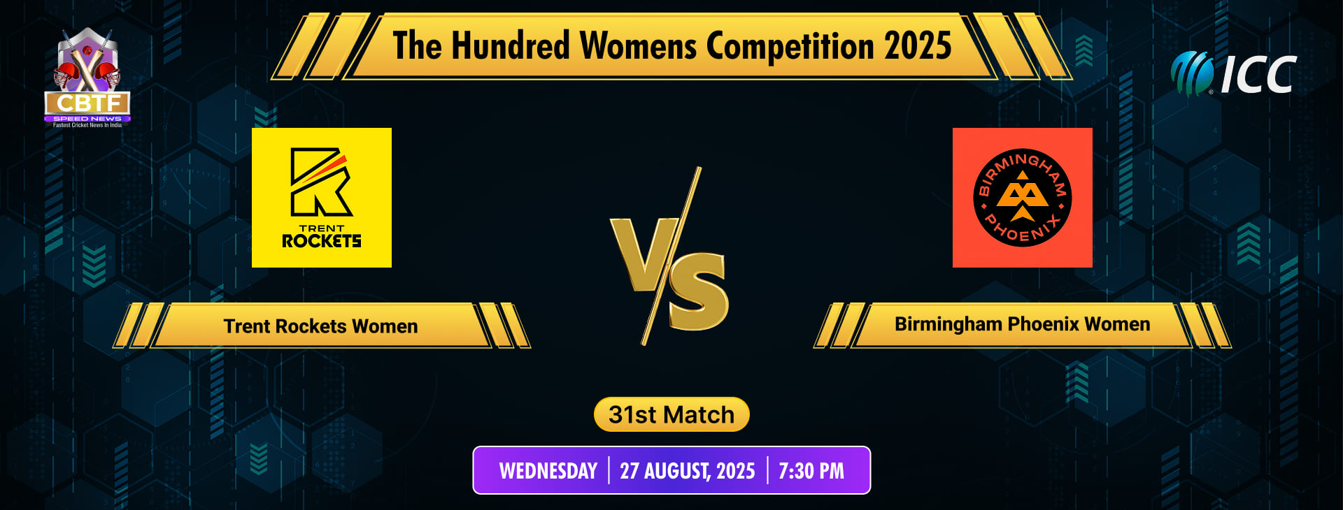 The Hundred Womens Competition 2025, Trent Rockets Women vs Birmingham Phoenix Women, 31st Match, Trent Rockets Won By 3 Wickets