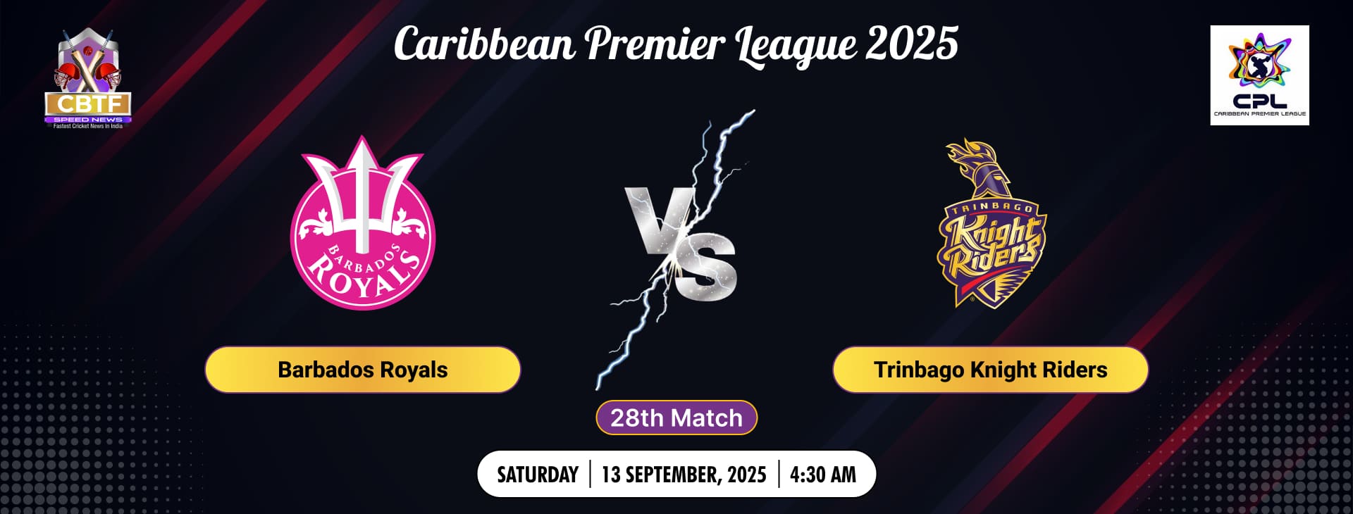 Caribbean Premier League 2025, Barbados Royals vs Trinbago Knight Riders, 28th Match, Barbados Royals Won By 7 Wickets