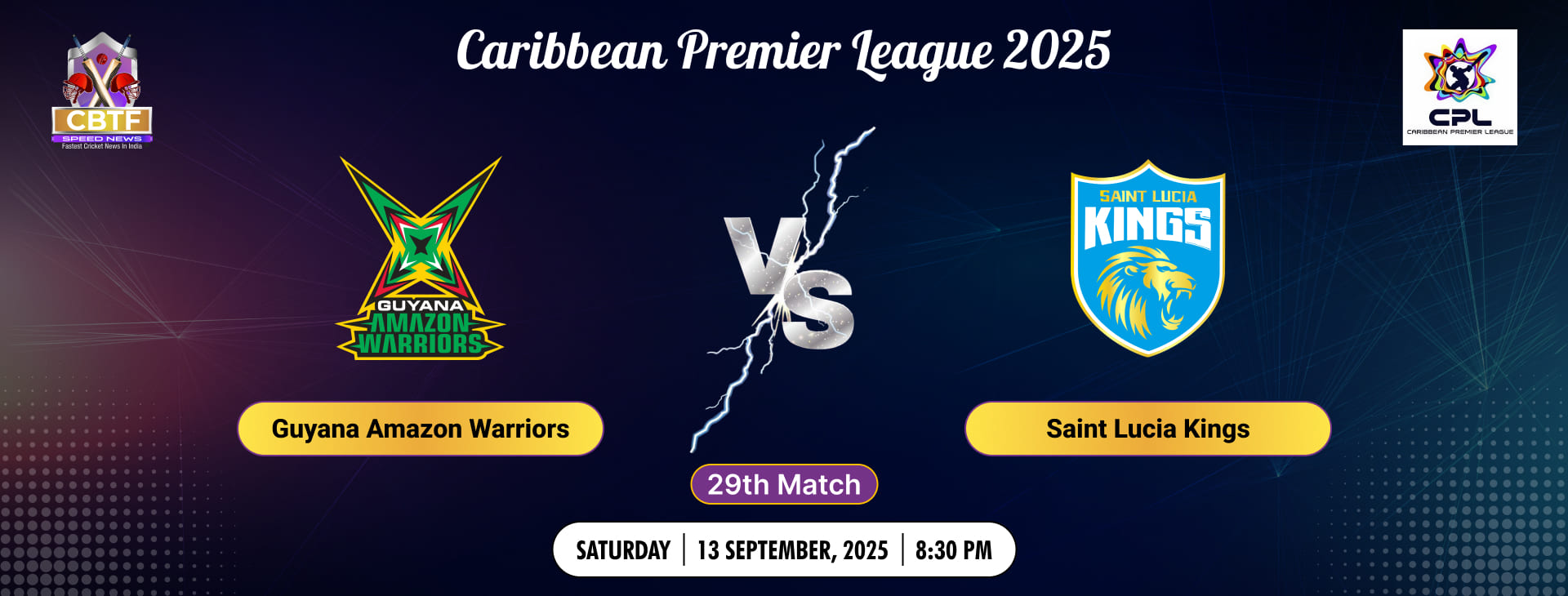 Caribbean Premier League 2025, Guyana Amazon Warriors vs Saint Lucia Kings, 29th Match, Guyana Amazon Warriors Won By 2 Wickets