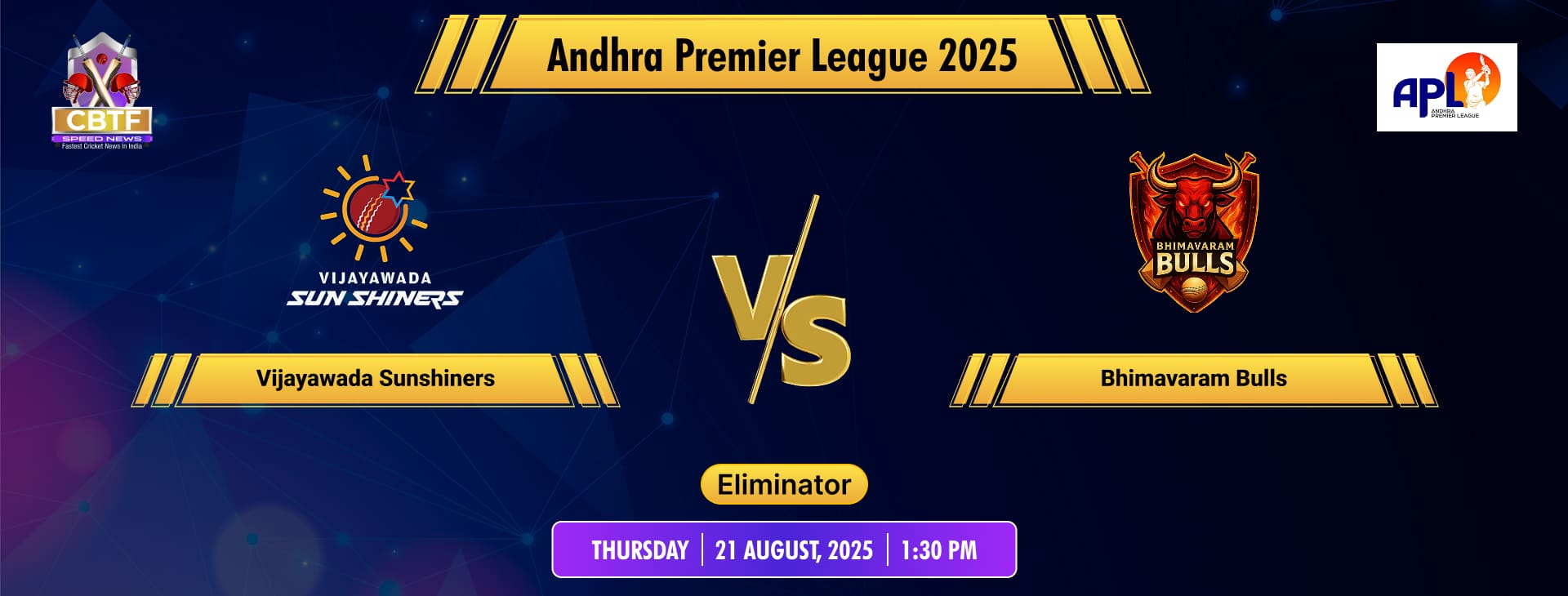 Andhra Premier League 2025, Vijayawada Sunshiners vs Bhimavaram Bulls, Eliminator, Bhimavaram Bulls Won By 6 Wickets