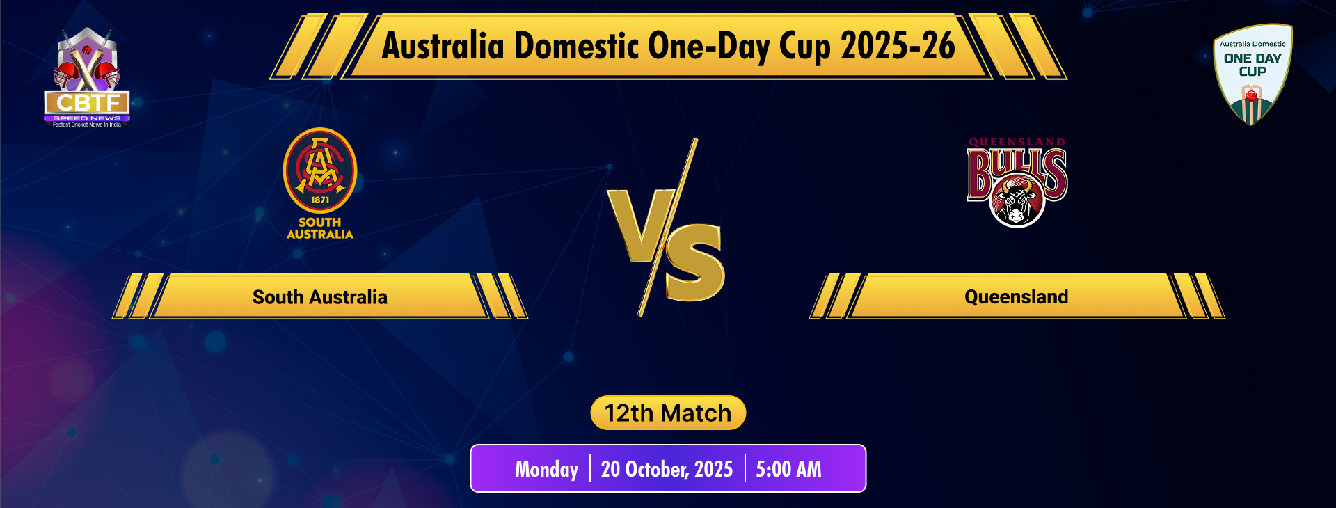 Australia Domestic One-Day Cup 2025-26, South Australia vs Queensland, 12th Match, South Australia Won By 9 Wickets