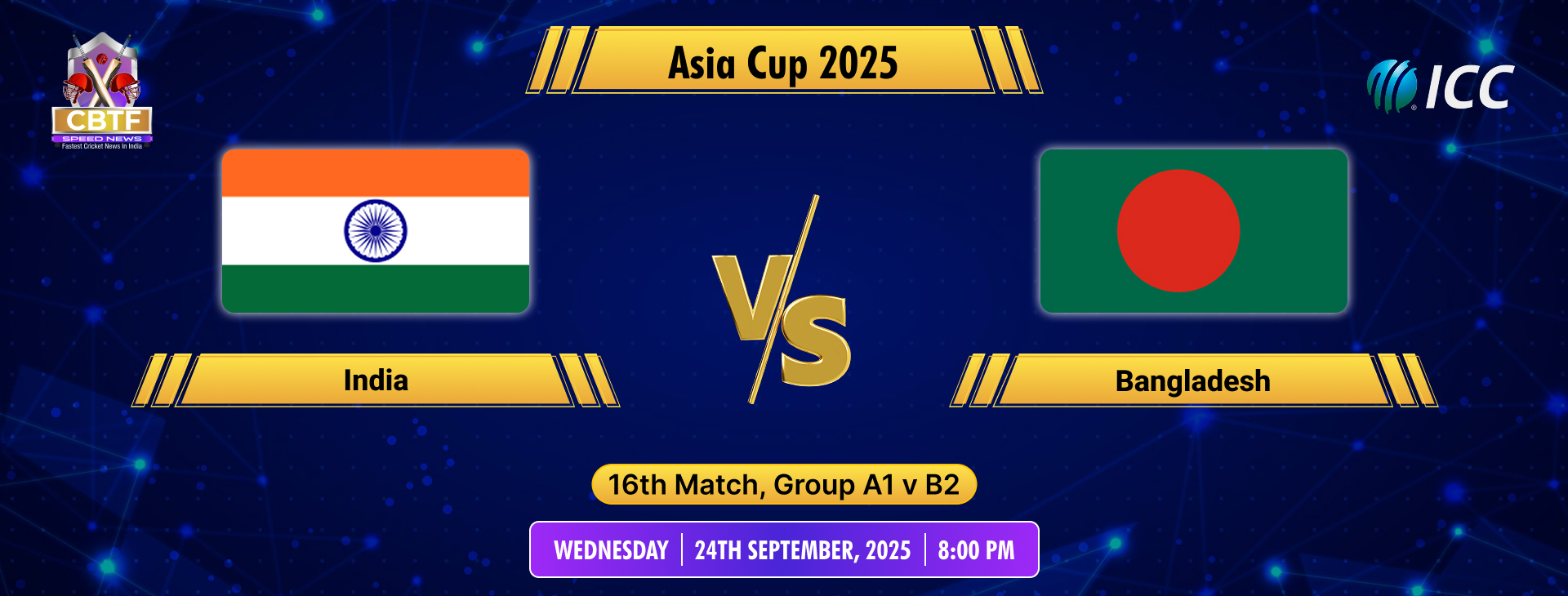 Asia Cup 2025, India vs Bangladesh, Super Fours, (A1 v B2) 16th Match, India Won By 41 Runs