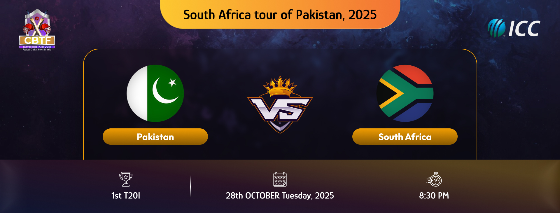South Africa tour of Pakistan, 2025, Pakistan vs South Africa, 1st T20I, South Africa Won By 55 Runs