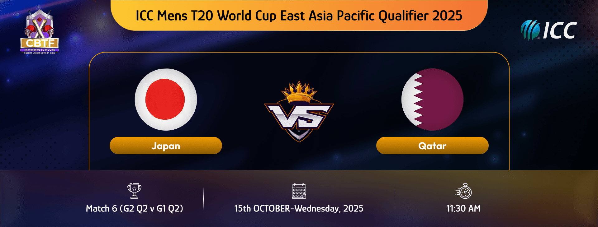 ICC Mens T20 World Cup East Asia Pacific Qualifier 2025, Japan vs Qatar, Super Six, Match 6 (G2 Q2 v G1 Q2), Qatar Won By 3 Wickets