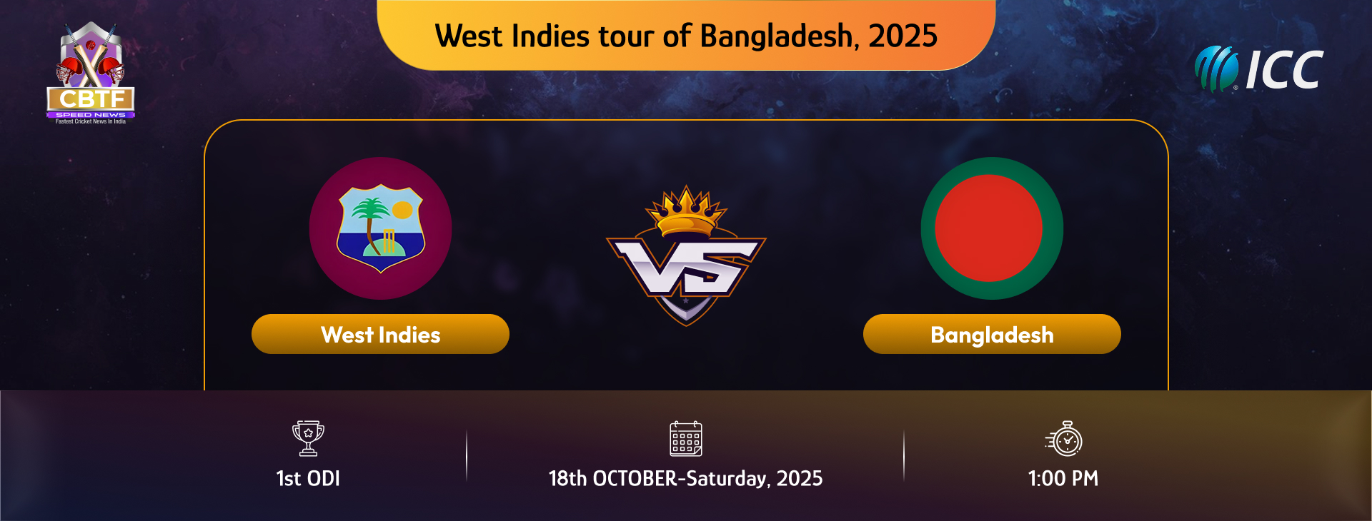 West Indies tour of Bangladesh, 2025, Bangladesh vs West Indies, 1st ODI, Bangladesh Won By 74 Runs
