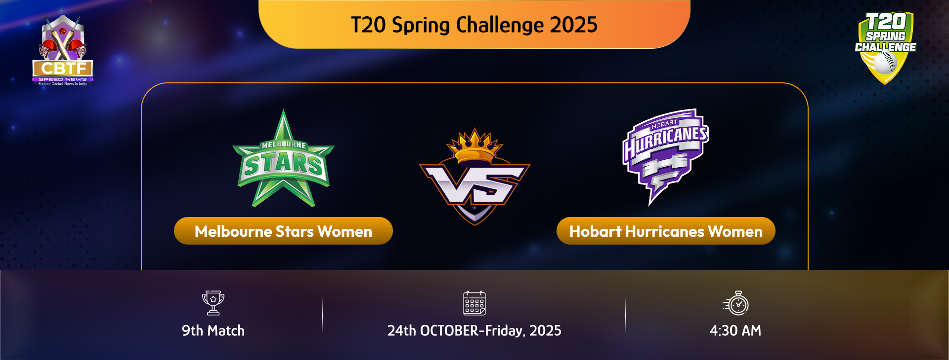 T20 Spring Challenge 2025, Melbourne Stars Women vs Hobart Hurricanes Women, 9th Match, Hobart Hurricanes Women Won By 6 Wickets