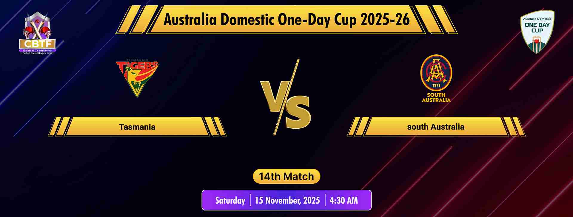 Australia Domestic One-Day Cup 2025-26, Tasmania vs South Australia, 14th Match, Tasmania Won By 4 Wickets