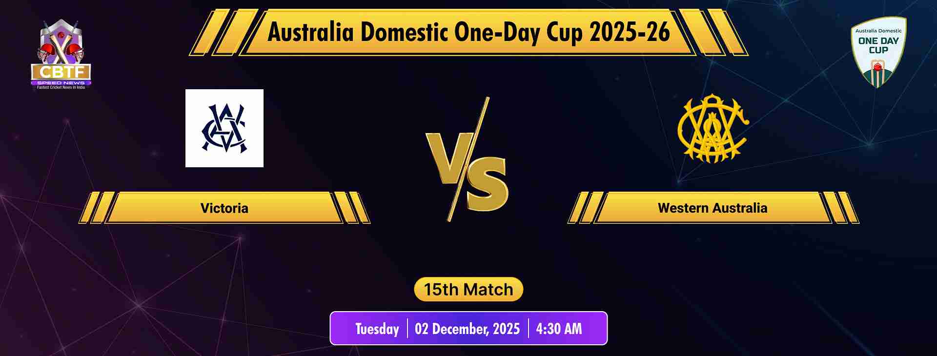 Australia Domestic One-Day Cup 2025-26, Victoria vs Western Australia, 15th Match, Western Australia Won By 7 Wickets