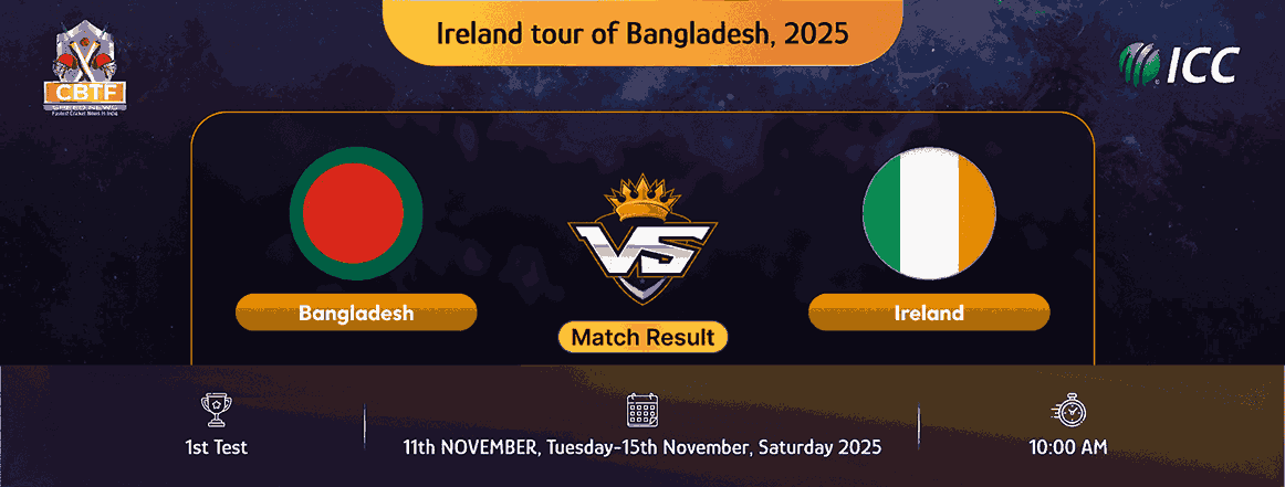 Ireland tour of Bangladesh, 2025, Bangladesh vs Ireland, 1st Test, Day 5, Match Result, Bangladesh Won By an Innings and 47 Runs