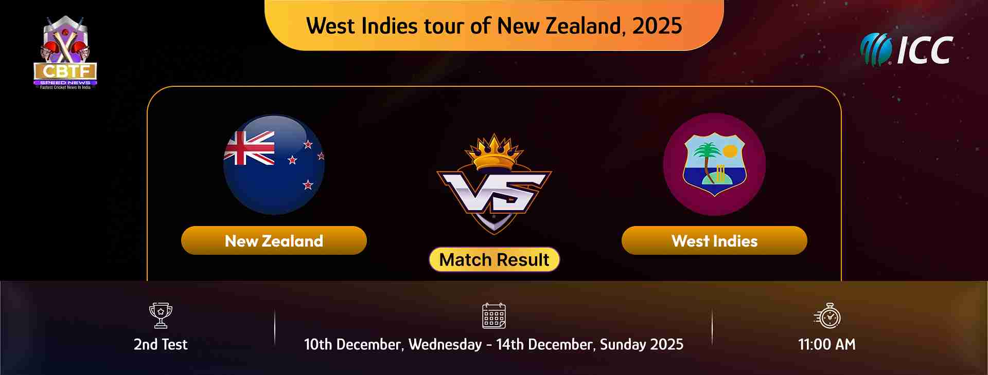 West Indies tour of New Zealand, 2025, New Zealand vs West Indies, 2nd Test, Day 3, Match Result, New Zealand Won By 9 Wickets