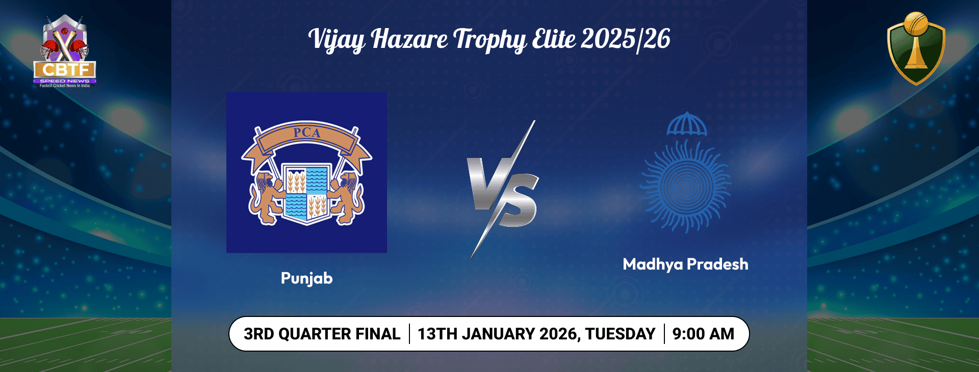 Vijay Hazare Trophy 2025-26, Punjab vs Madhya Pradesh, 3rd quarter final, Punjab Won By 183 Runs