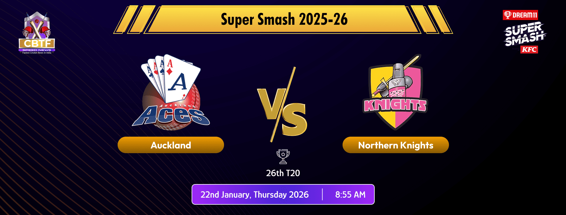 Super Smash 2025-26, Auckland vs Northern Knights, 26th Match, Northern Districts Won By 107 Runs