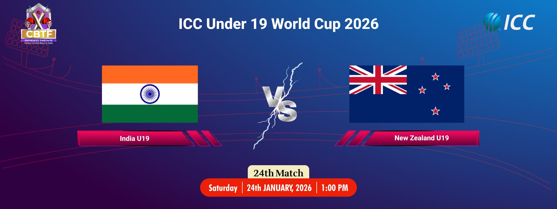 ICC Under 19 World Cup 2026, India U19 vs New Zealand U19, 24th Match, Group A, India Under-19 Won By 7 Wickets