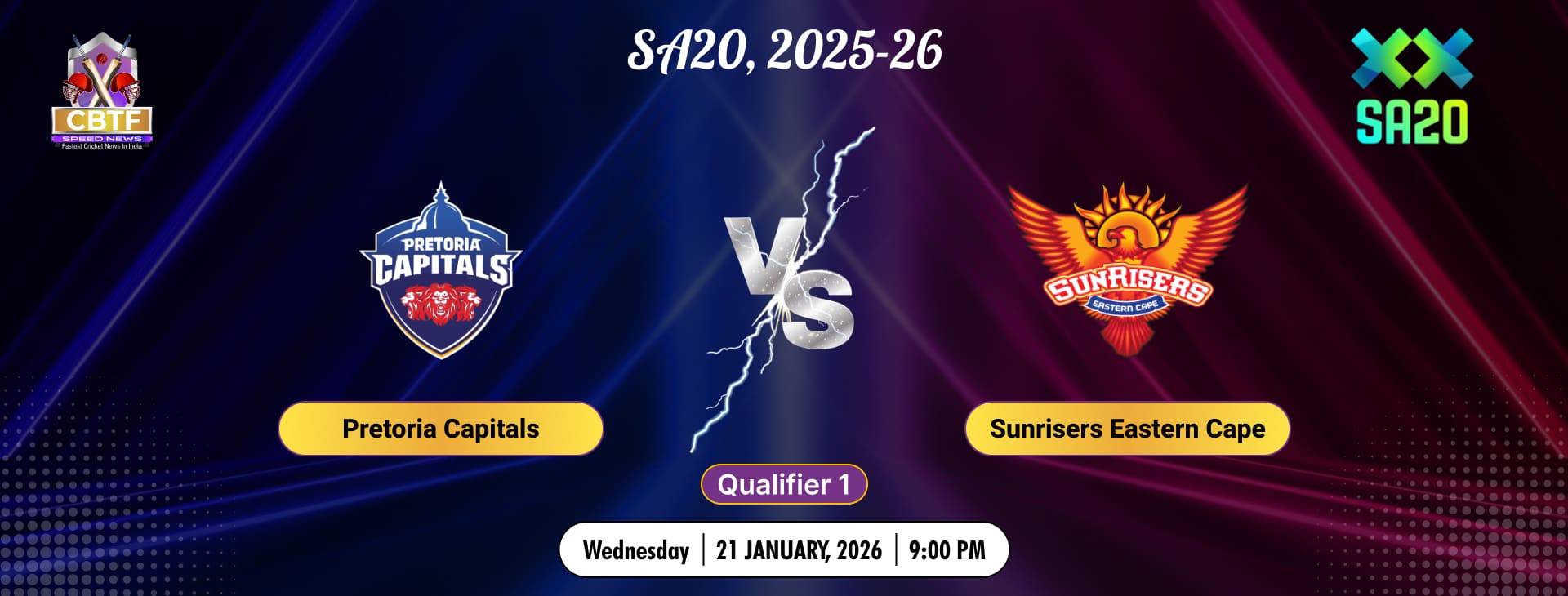 SA20, 2025-26, Sunrisers Eastern Cape vs Pretoria Capitals, Qualifier 1, Pretoria Capitals Won By 7 Wickets