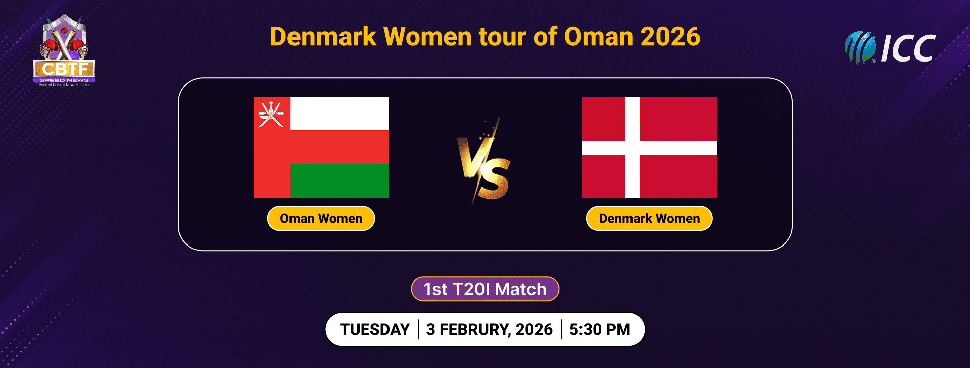 Denmark Women tour of Oman 2026, Oman Women vs Denmark Women, 1st T20I, Oman Women Won By 109 Runs