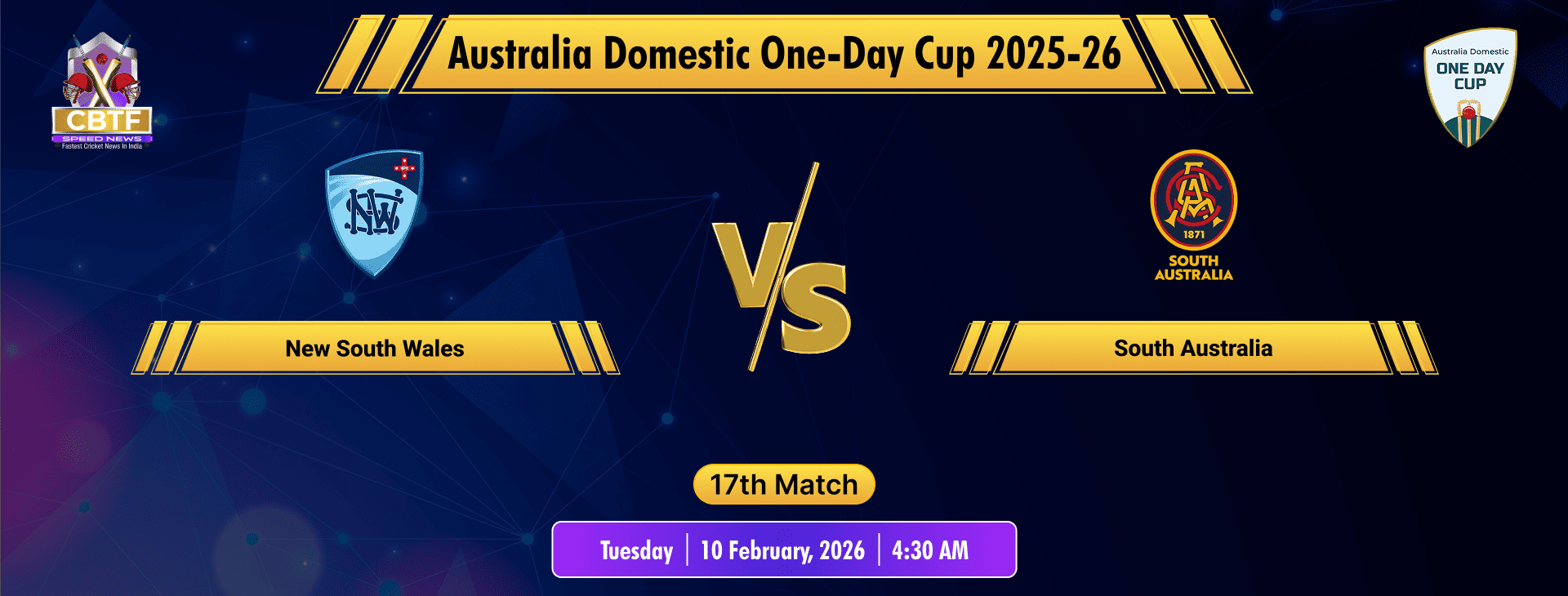 Australia Domestic One-Day Cup 2025-26, South Australia vs New South Wales, 17th Match, New South Wales Won By 7 Wickets