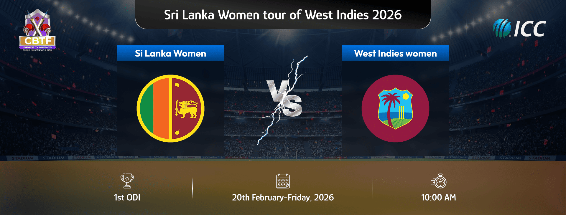 Sri Lanka Women tour of West Indies 2026, West Indies Women vs Sri Lanka Women, 1st ODI, Sri Lanka Women Won By 10 Runs
