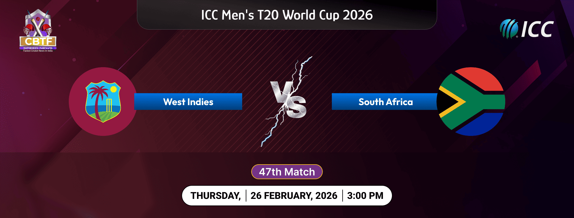 ICC Men's T20 World Cup 2026, West Indies vs South Africa, 47th Match, Super 8 Group 1, South Africa Won By 9 Wickets