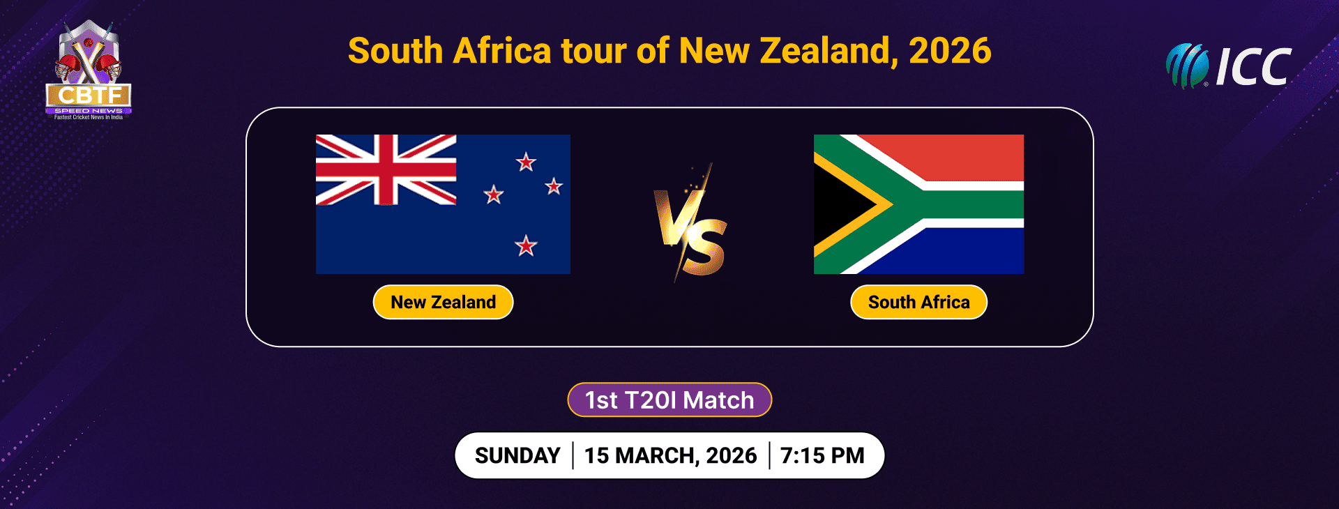 South Africa tour of New Zealand, 2026, New Zealand vs South Africa, 1st T20I, South Africa Won By 7 Wickets