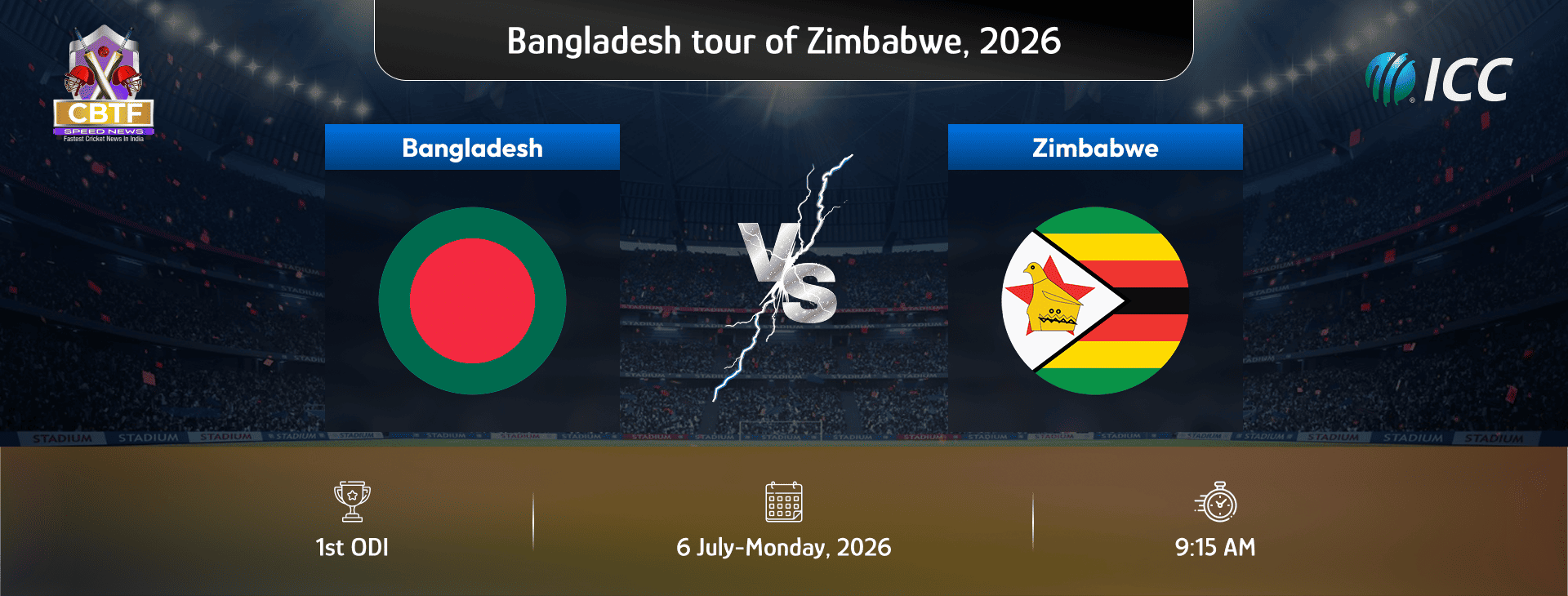 Bangladesh tour of Zimbabwe, 2026, Zimbabwe vs Bangladesh, 1st ODI, Zimbabwe Won By 25 Runs