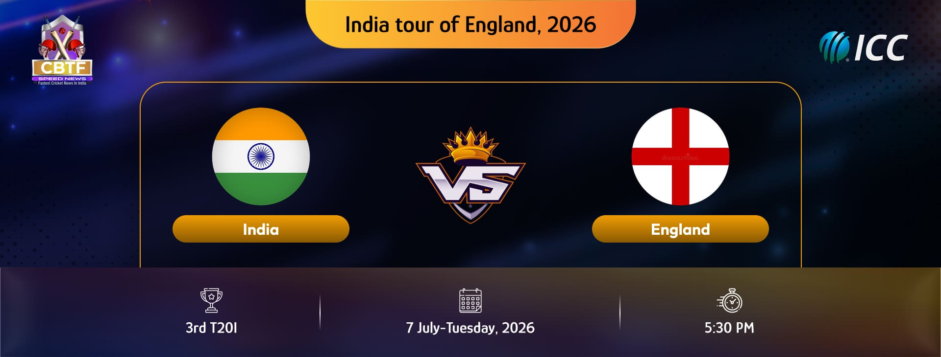 India tour of England, 2026, England vs India, 3rd T20I, 07-07-2026