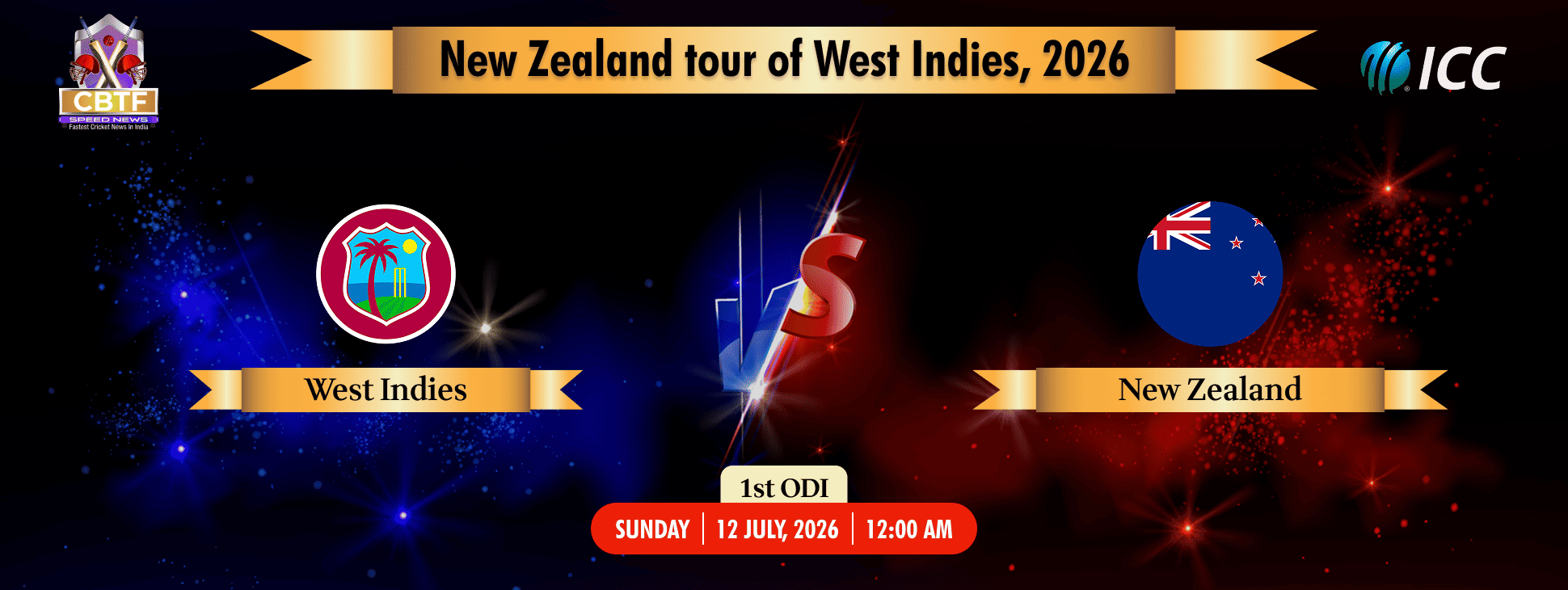 New Zealand tour of West Indies, 2026, West Indies vs New Zealand, 1st ODI, West Indies Won By 7 Wickets