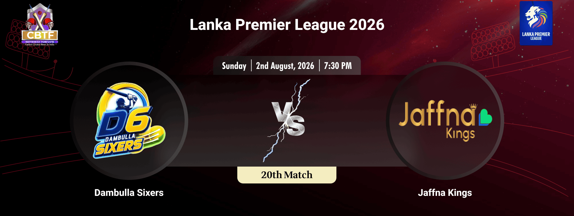 Lanka Premier League 2026, Jaffna Kings vs Dambulla Sixers, 20th Match, No Result