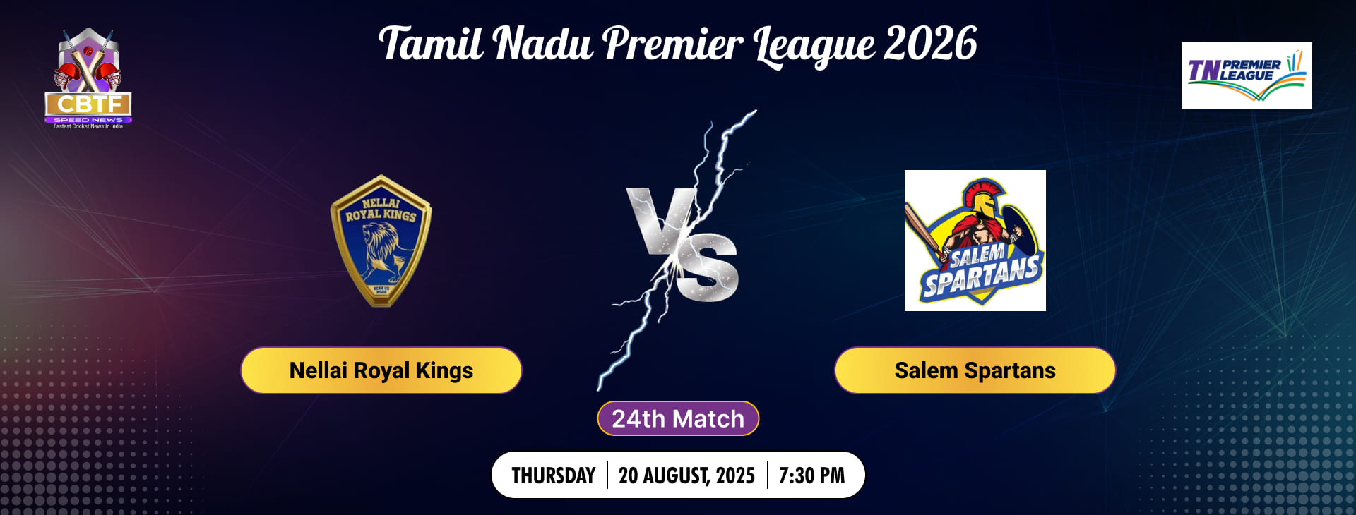Tamil Nadu Premier League 2026, Nellai Royal Kings vs SKM Salem Spartans, 24th Match, Nellai Royal Kings Won By 5 Wickets