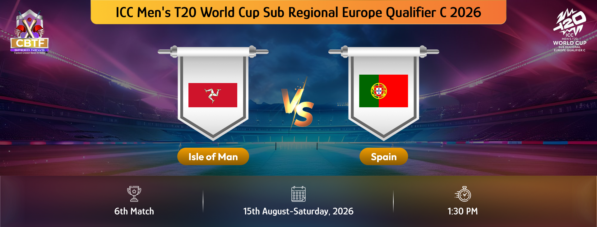 ICC Men's T20 World Cup Sub Regional Europe Qualifier C 2026, Isle Of Man vs Spain, 6th Match, Spain Won By 7 Wickets