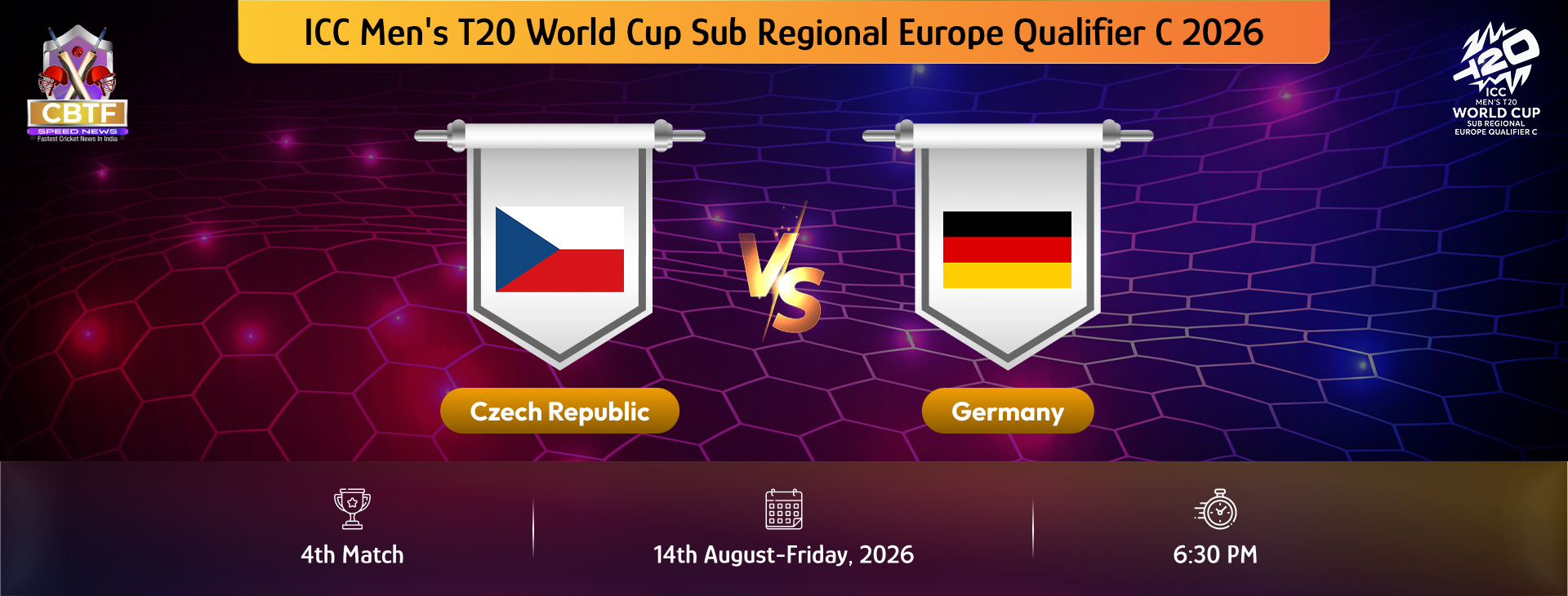 ICC Men's T20 World Cup Sub Regional Europe Qualifier C 2026, Czech Republic vs Germany, 4th Match, Germany Won By 61 Runs