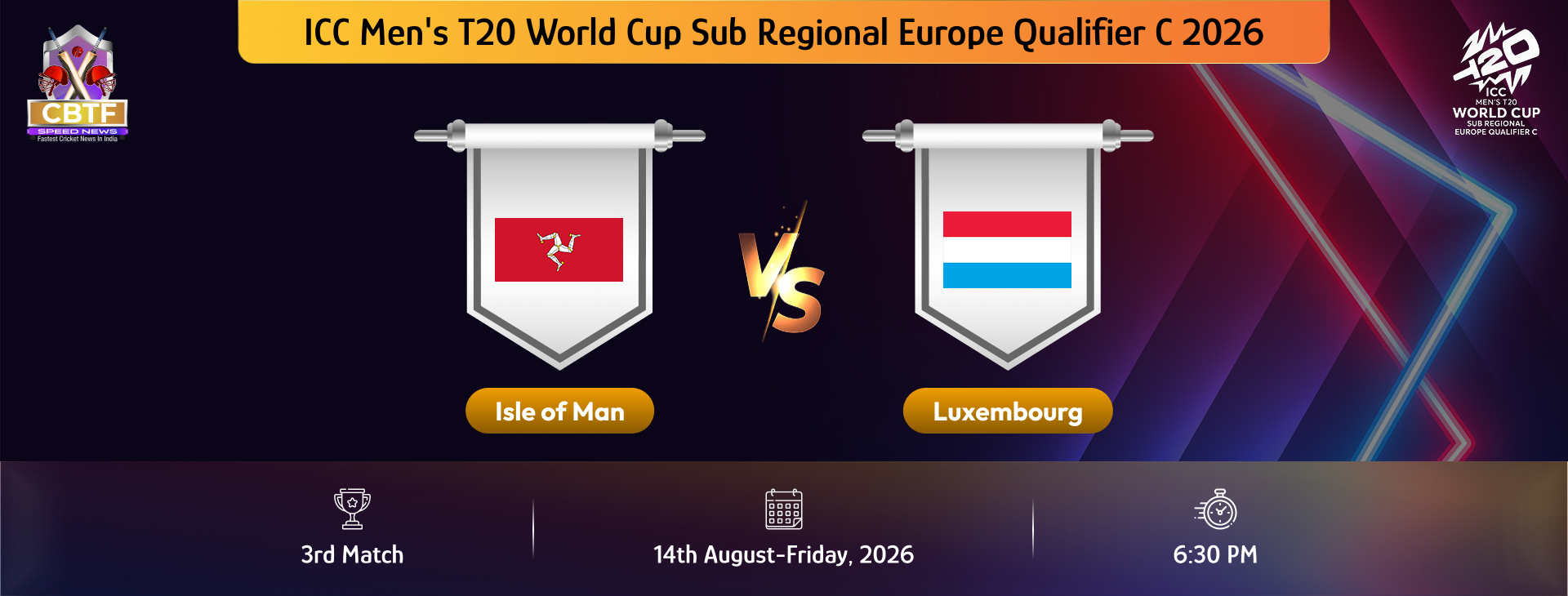 ICC Men's T20 World Cup Sub Regional Europe Qualifier C 2026, Isle Of Man vs Luxembourg, 3rd Match, Isle of Man Won By 8 Wickets